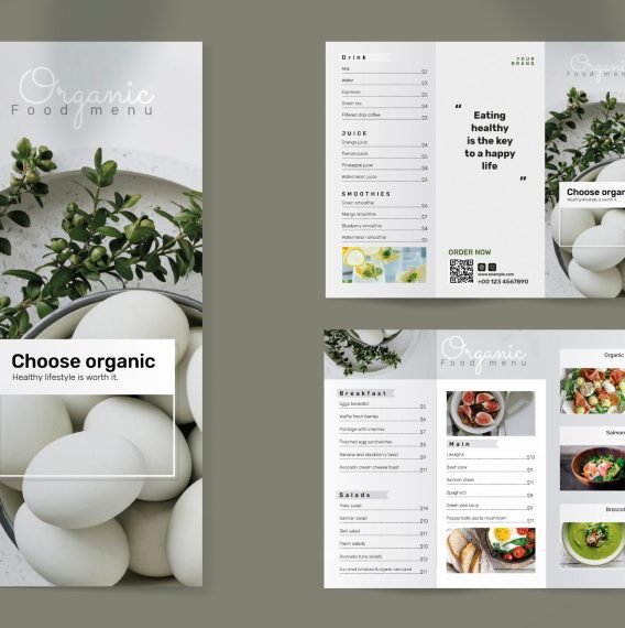 Organic food brochure template psd